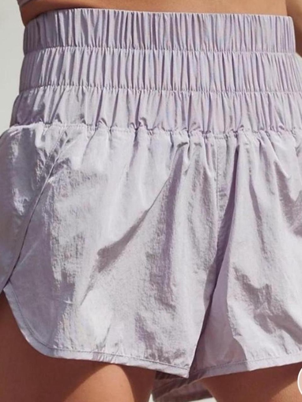 Free People Lilac Smocked-Waist Athletic Shorts